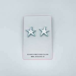 Statement Earrings: STARFISH STUD Pastel blue-silver