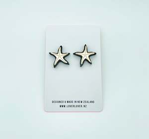 Statement Earrings: STARFISH STUD - Black-Gold