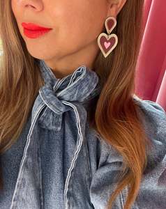 Statement Earrings: Freina Single Drop Burgundy-pink-Gold