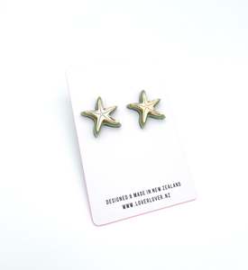Statement Earrings: STARFISH STUD - Olive-Gold
