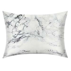 Calacatta Marble Mulberry Silk Pillowcase – NZ Standard Size (Queen), Zip Closure