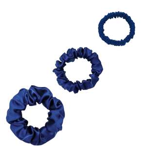 Best Seller: Silk Scrunchies Trio - Navy Blue - Mini, Small, Medium