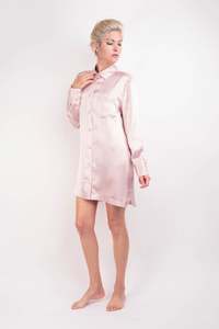 Silk Robes Pjs 100 Mulberry Silk Loungewear Lovesilk Nz: Women Classical Lightweight Mulberry Silk Sleep Shirt Loungewear Sleep Dress  - Pink