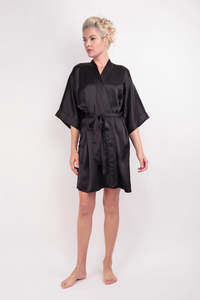 Silk Robes Pjs 100 Mulberry Silk Loungewear Lovesilk Nz: 100% Mulberry Silk Kimono Robe - Black