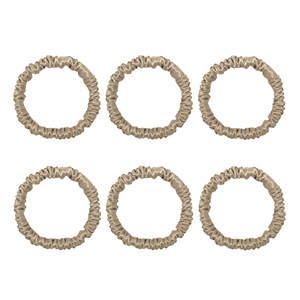 6 Pack Premium Mini Mulberry Silk Scrunchies - Champagne