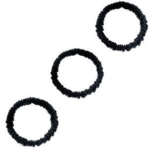 Silk Mini Skinny Silk Scrunchies Hair Tie Lovesilk Nz: 3 Pack Premium Mulberry Silk Scrunchies - Black - Mini