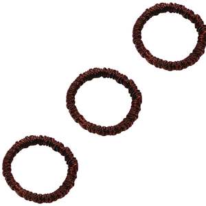 3 Pack Premium Mulberry Silk Scrunchies - Chocolate / Brown - Mini
