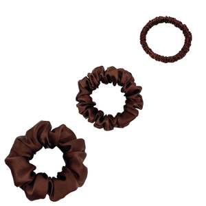Silk Scrunchies Trio Mini Small Medium Set Lovesilk Nz: Silk Scrunchies Trio - Chocolate - Mini, Small, Medium