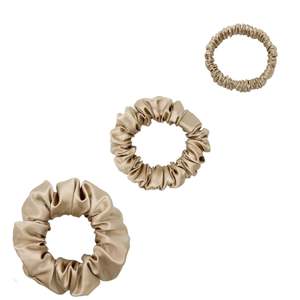 Silk Scrunchies Trio - Champagne Gold - Mini, Small, Medium