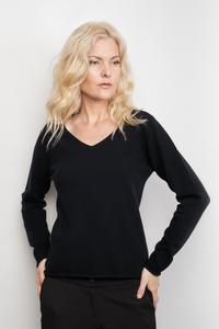 Sale Silk Lovesilk Nz Speical Offer: Timeless Lounge Relaxed V-Neck Pure Cashmere Sweater - Black