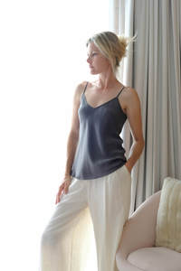 Silk Camisoles Shorts Silk Loungewear Sets Lovesilk Nz: 100% Mulberry Silk Camisole - Shadow Grey