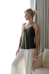 Silk Camisoles Shorts Silk Loungewear Sets Lovesilk Nz: 100% Mulberry Silk Camisole - Pine Green