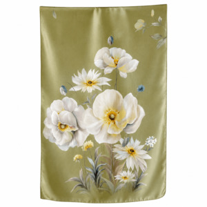 Silk Scarves: Olive Meadow Pure Mulberry Silk Extra Large Long Scarf