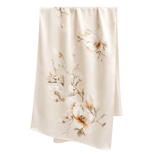 Silk Scarves: Champagne Blossom Pure Mulberry Silk Extra Large Long Scarf