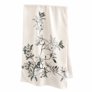 Moonlit Magnolia Pure Mulberry Silk Extra Large Long Scarf