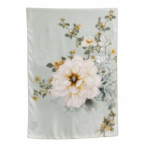 Silk Scarves: Celadon Peony Pure Mulberry Silk Extra Large Long Scarf