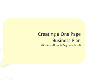 Beginner: Creating a One Page Business Plan Workbook