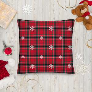 Christmas Merch: Christmas Tartan Square Premium Pillow - 22" x 22"