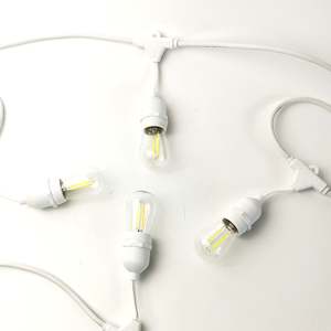 Indoor Lights: S14 Clear Bulb White Cable | 10m 10 Bulbs | Drop Hang Dimmable Festoon Lights