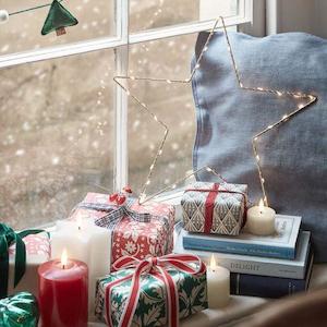 Indoor Lights: Large Gold Star Fairy Lights | 58.5cm x 59.5cm | USB | Decorative Indoor