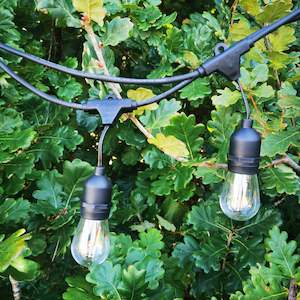 Mains Garden Lights: S14 Clear Bulb | 10m 20 Bulbs | Drop Hang Dimmable Festoon Lights