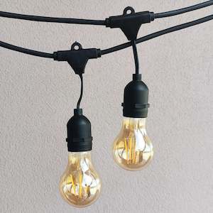 All Lights: A19 Amber Bulb  | 15m 15 Bulbs | Drop Hang Dimmable Festoon Lights