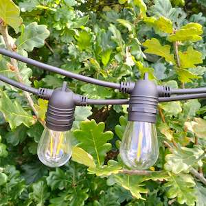 Frontpage: Solar S14 Festoon Lights | Flush Mount Style | 14.7m 15 Bulbs | Remote Control