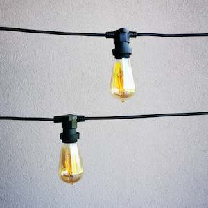 Festoon Lights: ST58 Amber Bulb | 10m 10 Bulbs | Flat Flush Mount Dimmable Festoon Lights