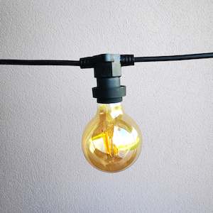 Festoon Lights: G80 Amber Bulb | 10m 10 Bulbs | Flat Flush Mount Festoon Lights