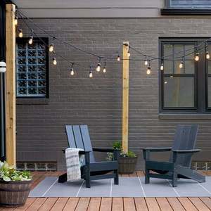 Outdoor Lights: S14 Clear Bulb | 15m 15 Bulbs | Drop Hang Dimmable Festoon Lights
