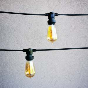 Outdoor Lights: ST58 Amber Bulb | 10m 10 Bulbs | Flat Flush Mount Dimmable Festoon Lights