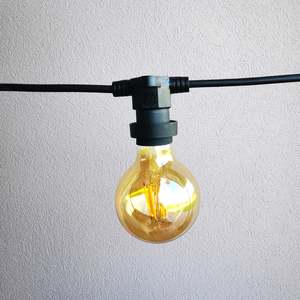Outdoor Lights: G80 Amber Bulb | 10m 10 Bulbs | Flat Flush Mount Festoon Lights