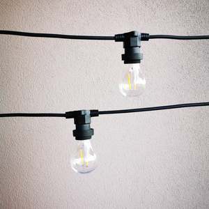 A60 Clear Bulb Festoon Lights | 10m 10 Bulbs | Flat Flush Mount
