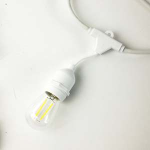 Outdoor Lights: S14 Clear Bulb | 10m 10 Bulbs | Dimmable Drop Hang | White Cable