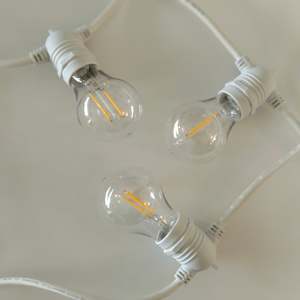 Outdoor Lights: A60 Clear Bulb White Cable | 10m 10 Bulbs | Flush Mount Dimmable Festoon Lights