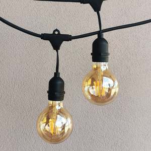 G80 Amber Bulb | 15m 15 Bulbs | Drop Hang Dimmable Festoon Lights