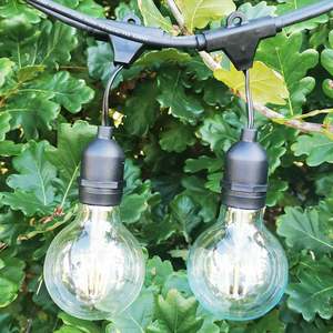 G80 Clear Bulb | 15m 15 Bulbs | Drop Hang Dimmable Festoon Lights