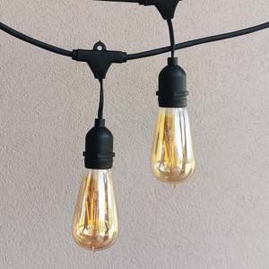 Outdoor Lights: ST58 Amber Bulb | 15m 15 Bulbs | Drop Hang Dimmable Festoon Lights