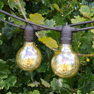 Outdoor Lights: G80 Amber Bulb | 10m 10 Bulbs | Flush Mount Dimmable Festoon Lights