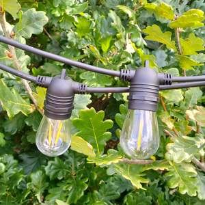 Outdoor Lights: S14 Clear Bulb | 10m 10 Bulbs | Flush Mount Dimmable Festoon Lights