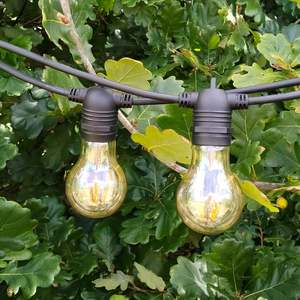 Festoon Lights A19 Bulbs: A19 Amber Bulb | 5m 10 Bulbs | Flush Mount Dimmable Festoon Lights