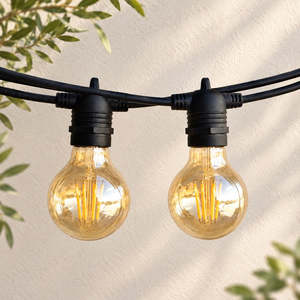 Festoon Lights 50cm Flush Mount: Festoon Lights | G80 Amber Bulb | 5m 10 Bulbs | Flush Mount