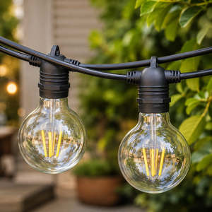 Festoon Lights 50cm Flush Mount: Festoon Lights | G80 Clear Bulb | 5m 10 Bulbs | Flush Mount