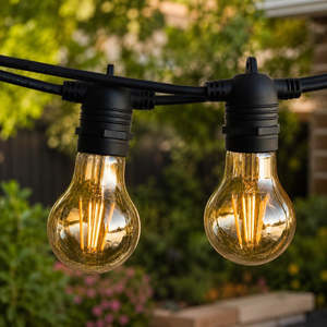 Festoon Lights 50cm Flush Mount: Festoon Lights | A19 Amber Bulb | 5m 10 Bulbs | Flush Mount