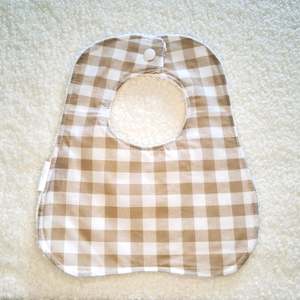 Beige Gingham - Round Bib