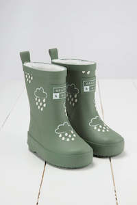 Footwear: Khaki Green Colour-Changing Kids Gumboots