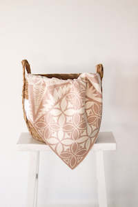 Blankets: Cotton Knitted Blanket - Apricot/Beige