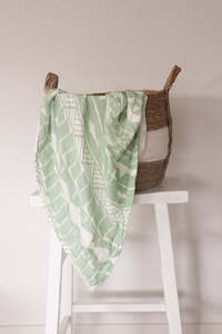 Tautua Layered Muslin Blanket (Samoa) - Olive