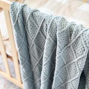 Cornflower Organic Knitted Blanket SECOND