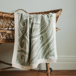 Knitted pēpi blanket- sage green
